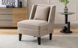 Velvet Upholstered Accent Chair with Cream Piping, Tan and Cream - V.I.P Digital Presence