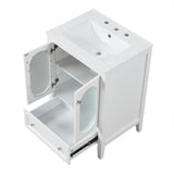 24" Bathroom Vanity with Sink, Bathroom Vanity Cabinet with One Drawer and Doors, Adjustable Shelf, Solid Wood and MDF, White - V.I.P Digital Presence