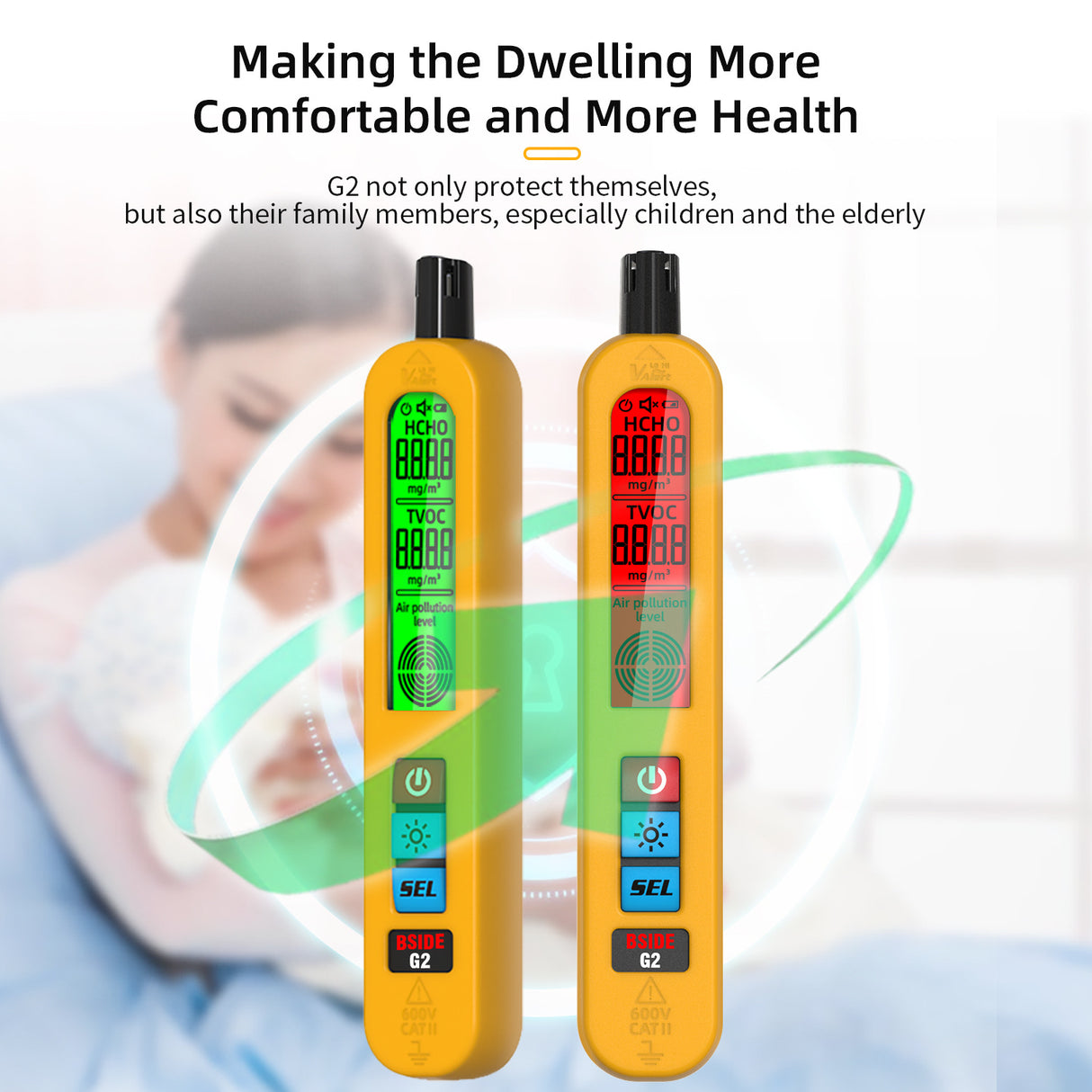 BSIDE G2 portable air quality detector formaldehyde detection instrument household indoor charging model - V.I.P Digital Presence