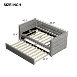 Twin Size Daybed with Trundle  Upholstered Daybed with Padded Back  Gray