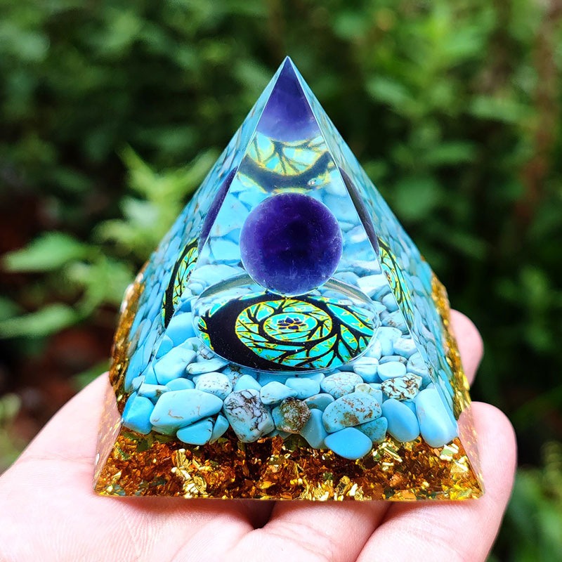 8cm foreign trade same style crystal ball pyramid crystal crushed stone drip resin pyramid ornament - V.I.P Digital Presence