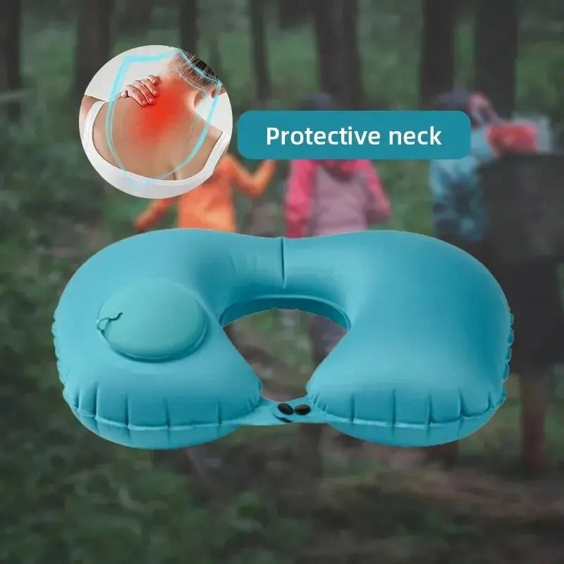 U Shape Neck Cushion Automatic Air Inflatable Pillow Compress Ring For Airplane Car Outdoor Travel - V.I.P Digital Presence