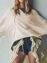 Contrast Dropped Shoulder Long Sleeve Sweatshirt - V.I.P Digital Presence