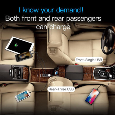 Baseus 4 USB Multi Expander Car Charger 5.5A 4 Port Fast Car Charger Adapter - V.I.P Digital Presence