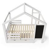 Full House Bed with Blackboard and Drawers Two assembly options White - V.I.P Digital Presence