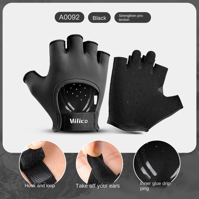 Guantes de yoga fitness con medio dedo, resistentes al desgaste y anti-capullo, con protección contra rozaduras de hierro.