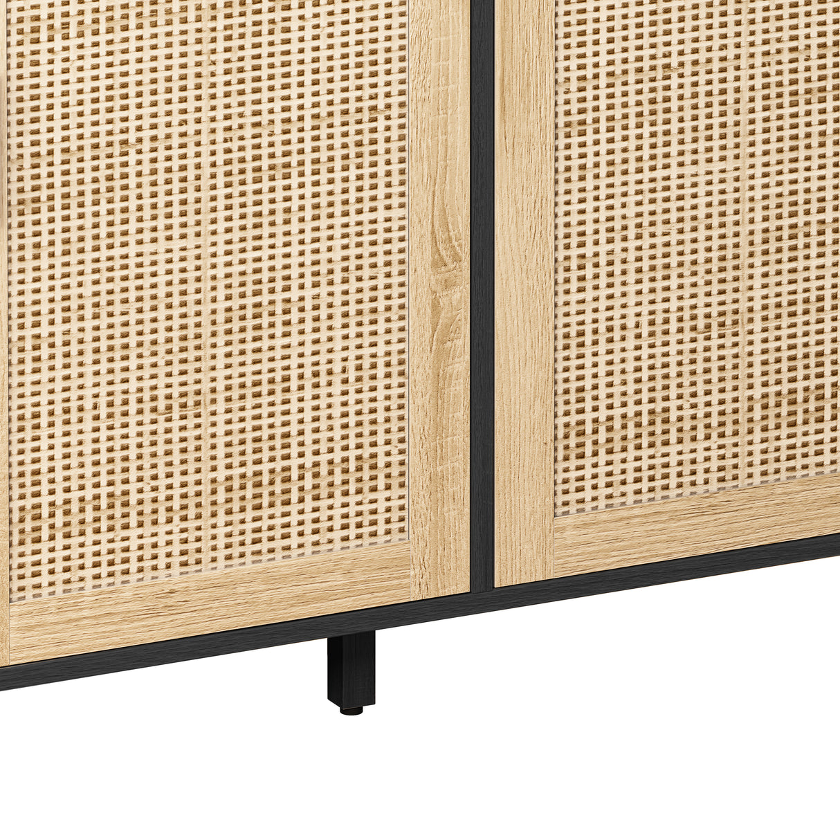 62.20"Elegant and Functional 4-Door Rattan Decorative Storage Cabinet,for Bedroom,Living Room,Office,Easy Assembly,Black - V.I.P Digital Presence
