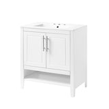 30" Bathroom Vanity with Sink  Multi-functional Bathroom Cabinet with Doors and Drawers Solid Frame and MDF Board, White - V.I.P Digital Presence