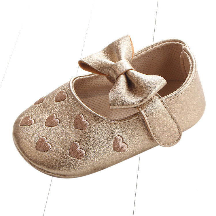 Multicolor Embroidered Peach Heart Bow Baby Shoes Baby Shoes Toddler Shoes - V.I.P Digital Presence