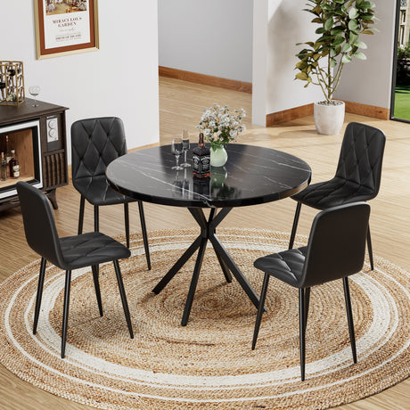 Dining Chairs Set of 4, Modern Kitchen Dining Room Chairs, PU Dining Chair Upholstered Cushion Seat and Sturdy Metal Legs - V.I.P Digital Presence