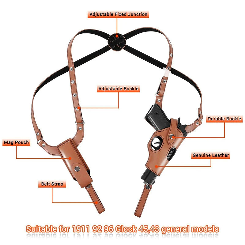 Tactical Concealed Gun Holster Military Leather Underarm Gun Shoulder Bag Hunting 1911 Glock Pistol Right Hand Hidden Holster - V.I.P Digital Presence