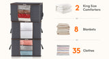 Large capacity clothing storage bag with reinforced handle, thick fabric, foldable, sturdy zipper, 1 set of 3 bags, 90L, gray - V.I.P Digital Presence