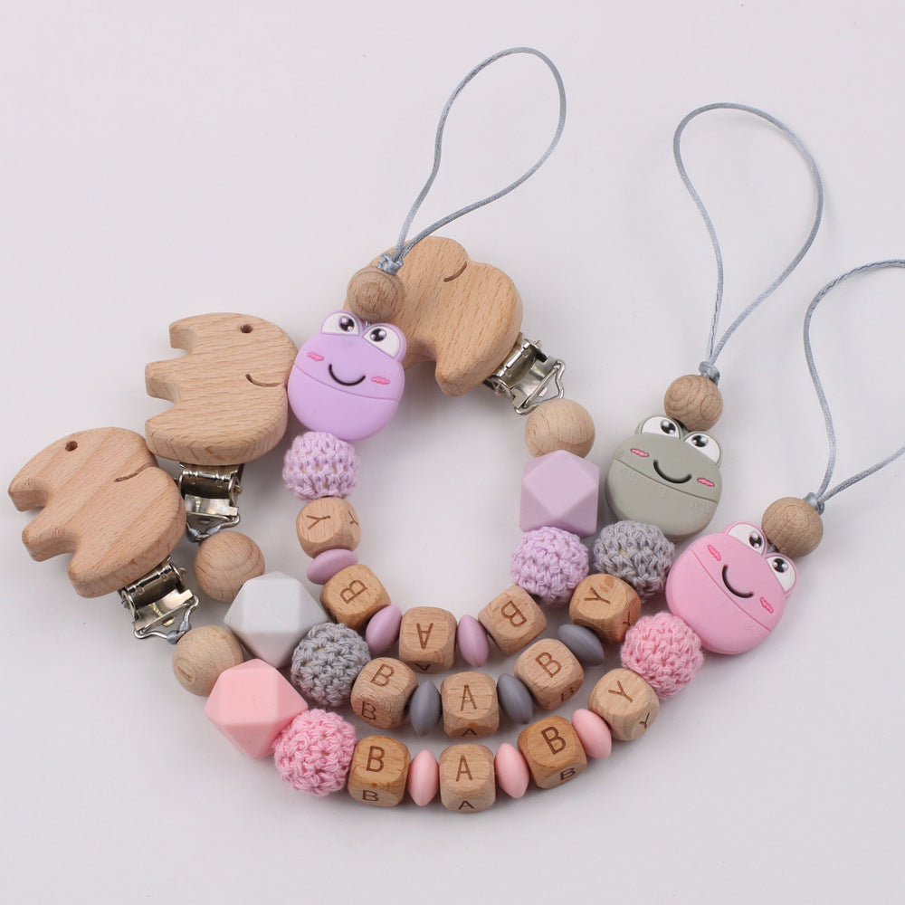 Cadena de silicona para chupete de bebé con diseño de rana de dibujos animados, cadena de pegamento para dientes de haya, juguete anticaída 