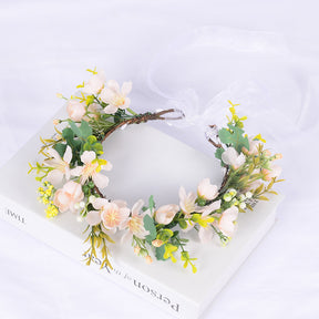 Flower Wreath Simulation Flower Leaves Hair Strap Photography Retro Hanfu Bridal Girl Flower Wreath Headwear - V.I.P Digital Presence