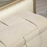 COOLMOR storage Ottoman chair, bedroom end stool, cushioned fabric entrance cushioned footstool with safety hinge (beige) - V.I.P Digital Presence
