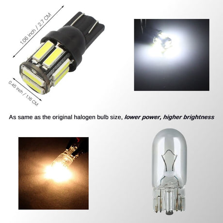 4Pcs W5W 10-7020 SMD Car T10 LED 194 168 Wedge Replacement Reverse Instrument Panel Lamp White Blue Bulbs For Clearance Lights - V.I.P Digital Presence