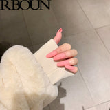 Nail Art Fake Nails Stiletto Tips Clear Press on Long False with Glue Coffin Stick Display Full Cover Artificial Designs Matte - V.I.P Digital Presence
