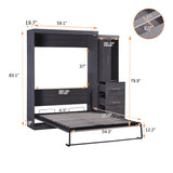 Full Size Murphy Bed with Wardrobe and Drawers, Storage Bed, can be Folded into a Cabinet, Gray - V.I.P Digital Presence