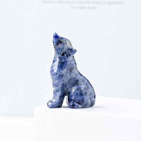 Natural crystal wolf cub carving piece, crystal animal raw stone, mineral specimen, home decoration ornament - V.I.P Digital Presence