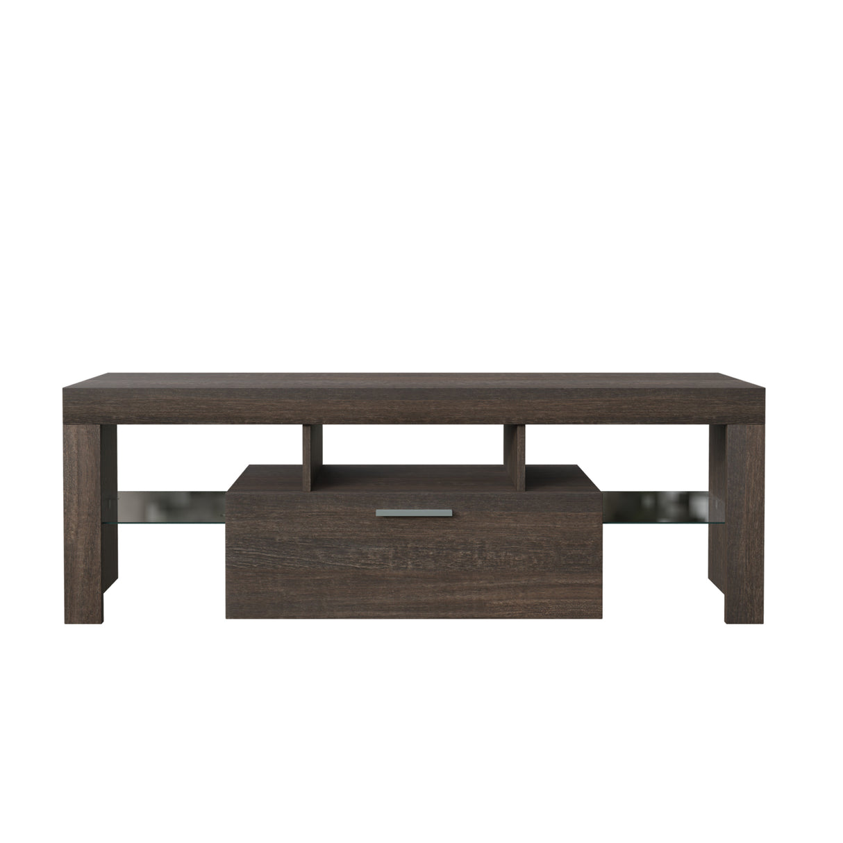 20 minutes quick assembly brown simple modern TV stand Brown TV bracket with LED Color Changing Lights for Living Room