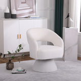 Swivel Accent Chair Armchair  Round Barrel Chair in Fabric for Living Room Bedroom White