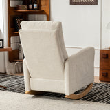 Accent Rocking  Chair with Footrest High Back Rubber Wood Rocking Legs Bedroom Living Space - V.I.P Digital Presence