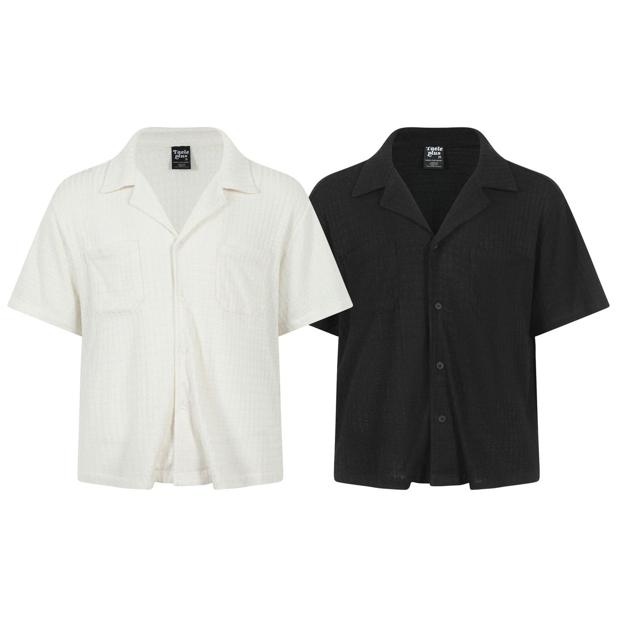 Texture sensation lapel short sleeved shirt for men simple solid color Cuban collar shirt - V.I.P Digital Presence