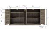 65-Inch Slate Gray Faux Rattan Sideboard with Barn Doors Rustic Sideboard, 4-Door Storage for Living Room, Entryway, Bedroom - V.I.P Digital Presence
