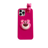 Funda blanda con diseño de oso de fresa acostado tridimensional, compatible con iPhone 12, Pro Max y Apple 11. 