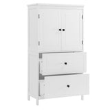 Bathroom Storage Cabinet, Cabinet with Two Doors and Drawers, Adjustable Shelf, MDF Board, White - V.I.P Digital Presence