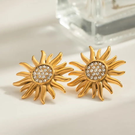Stainless steel sunflower jewelry flower earrings for women - V.I.P Digital Presence