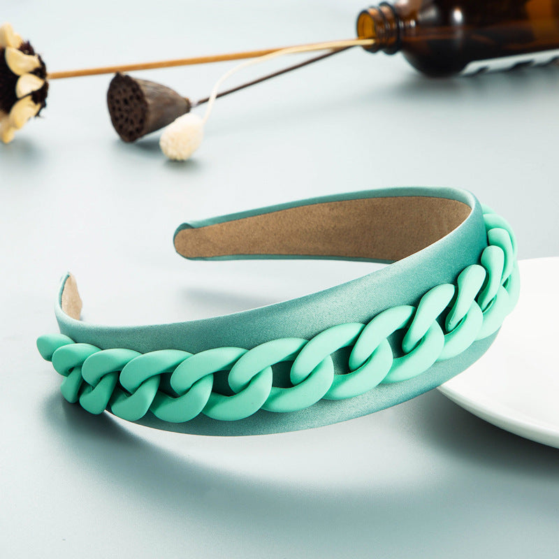 Headband New Fashion Personality Pastoral Style Female Wide-Brimmed Color Chain Decoration Macaron Color Headband - V.I.P Digital Presence