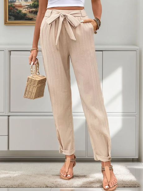 Tied High Waist Pants - V.I.P Digital Presence