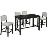 TREXM 5-Piece Counter Height Dining Set, Classic Elegant Table and 4 Chairs in Espresso and Beige - V.I.P Digital Presence