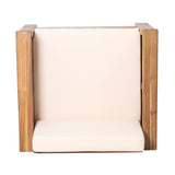 Outdoor Acacia Wood Club Chairs with Cushions, Teak+Beige, 27.75"D x 32"W x 27.75"H - V.I.P Digital Presence