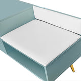 Modern Shoe Storage Bench with Hidden Storage and Upholstered Cushions for Bedside, Living Room and Entryway (Tiffany Blue) - V.I.P Digital Presence