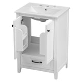 24" Bathroom Vanity with Sink, Bathroom Vanity Cabinet with One Drawer and Doors, Solid Wood and MDF, White - V.I.P Digital Presence