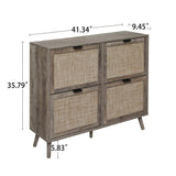 4 Door Shoe Rack, Freestanding Modern Shoe Storage Cabinet, for Entryway - V.I.P Digital Presence