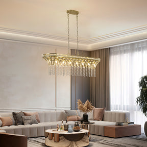 Modern Champagne Gold Kitchen Island Light - Oval Crystal ceiling chandelier - V.I.P Digital Presence