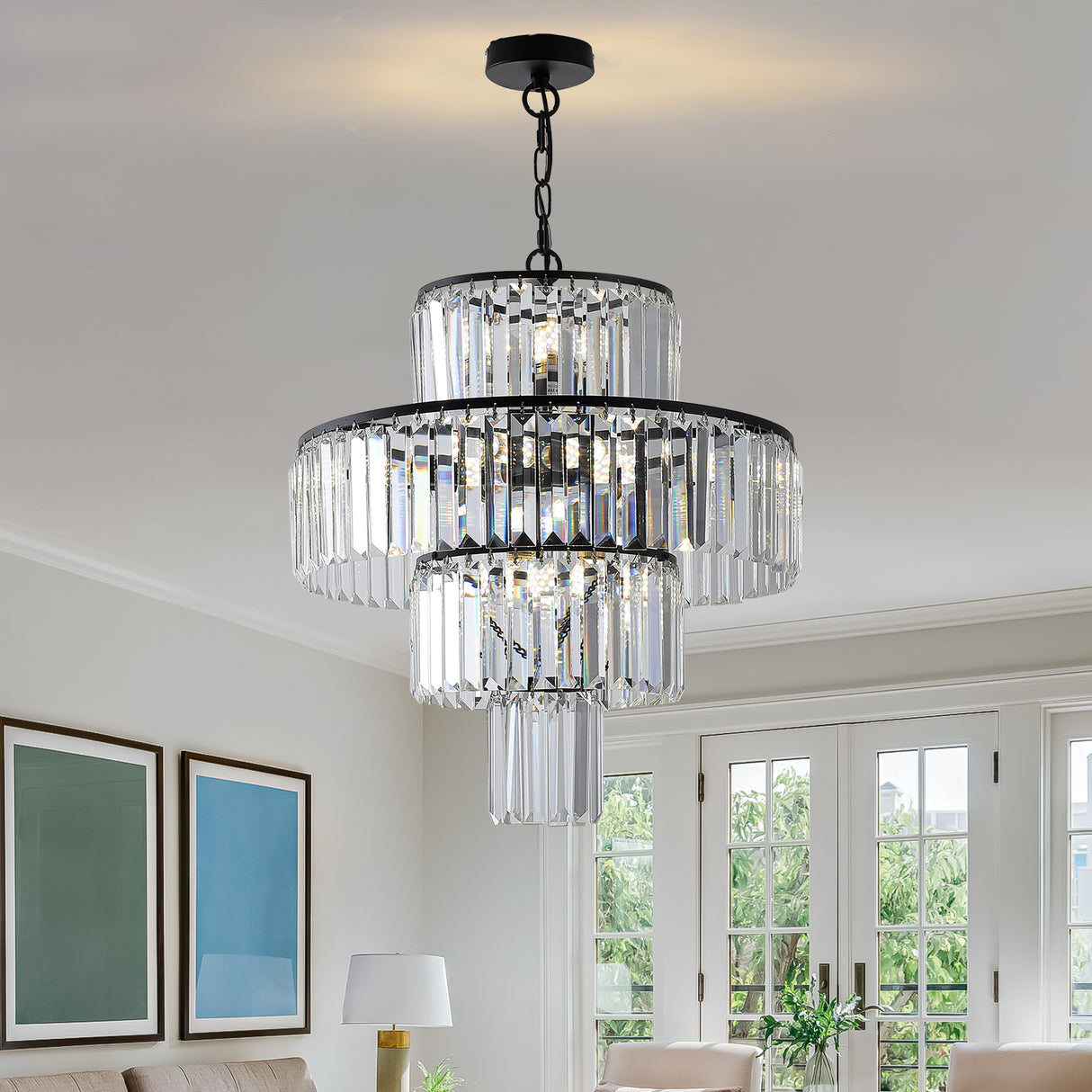 Black  Luxury Crystal Chandelier Modern Chandeliers Lights Fixture Hanging  Pendant Light Fixture for Dining Room Bedroom - V.I.P Digital Presence