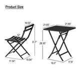 3 Piece Patio Bistro Set of Foldable SquareTable and Chairs, Dark Greem - V.I.P Digital Presence