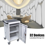 Mobile Charging Cart and Cabinet for Tablets Laptops 32-Device(White) - V.I.P Digital Presence