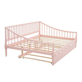 Full Size Daybed with Trundle and Support Legs  Pink