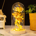 Valentine's Mother's Day Gift: Three Glass Cover Gold Foil Roses Ornament, Eternal Flower LED Night Light - V.I.P Digital Presence