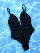 Crisscross Spaghetti Strap Plunge One-Piece Swimwear - V.I.P Digital Presence