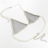 Women's sexy and simple imitation pearl woven chest chain set, new creative fishing net waist chain - V.I.P Digital Presence
