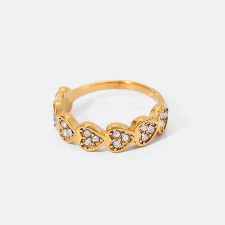 Stainless Steel Inlaid Zircon Heart Ring - V.I.P Digital Presence