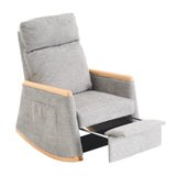 Accent Rocking Chair with Footrest High Back Rubber Wood Rocking Legs Bedroom Living Space 38.6D X 26.8W X 40.6H Inch - V.I.P Digital Presence