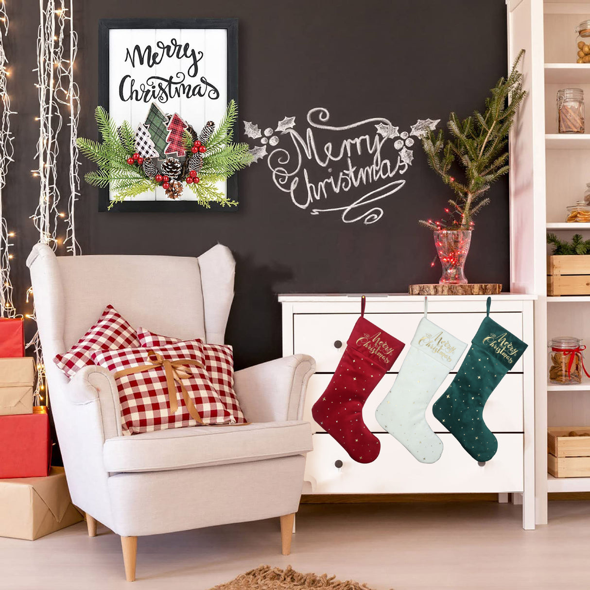Christmas stockings Christmas gift bags Christmas candy bags gold foil embroidered socks three styles of long socks - V.I.P Digital Presence