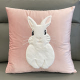 Soft Rabbit Pillow Cover Sofa Cushion Velvet Embroidered Pillow Girl's Heart Pink Cartoon Pillow Cover Cute - V.I.P Digital Presence